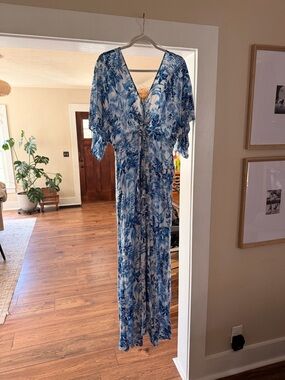 Blue and White Floral Maxi Dress